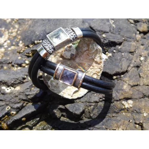 Pulsera G.Styliano plata oro amatista  - ATO7536