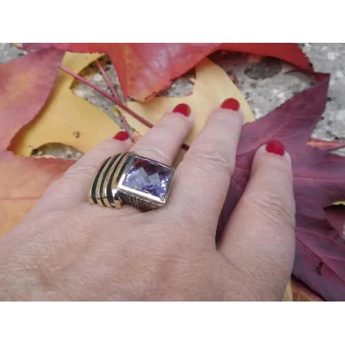 Anillo G.Styliano plata oro y amatista - ASP1583AL