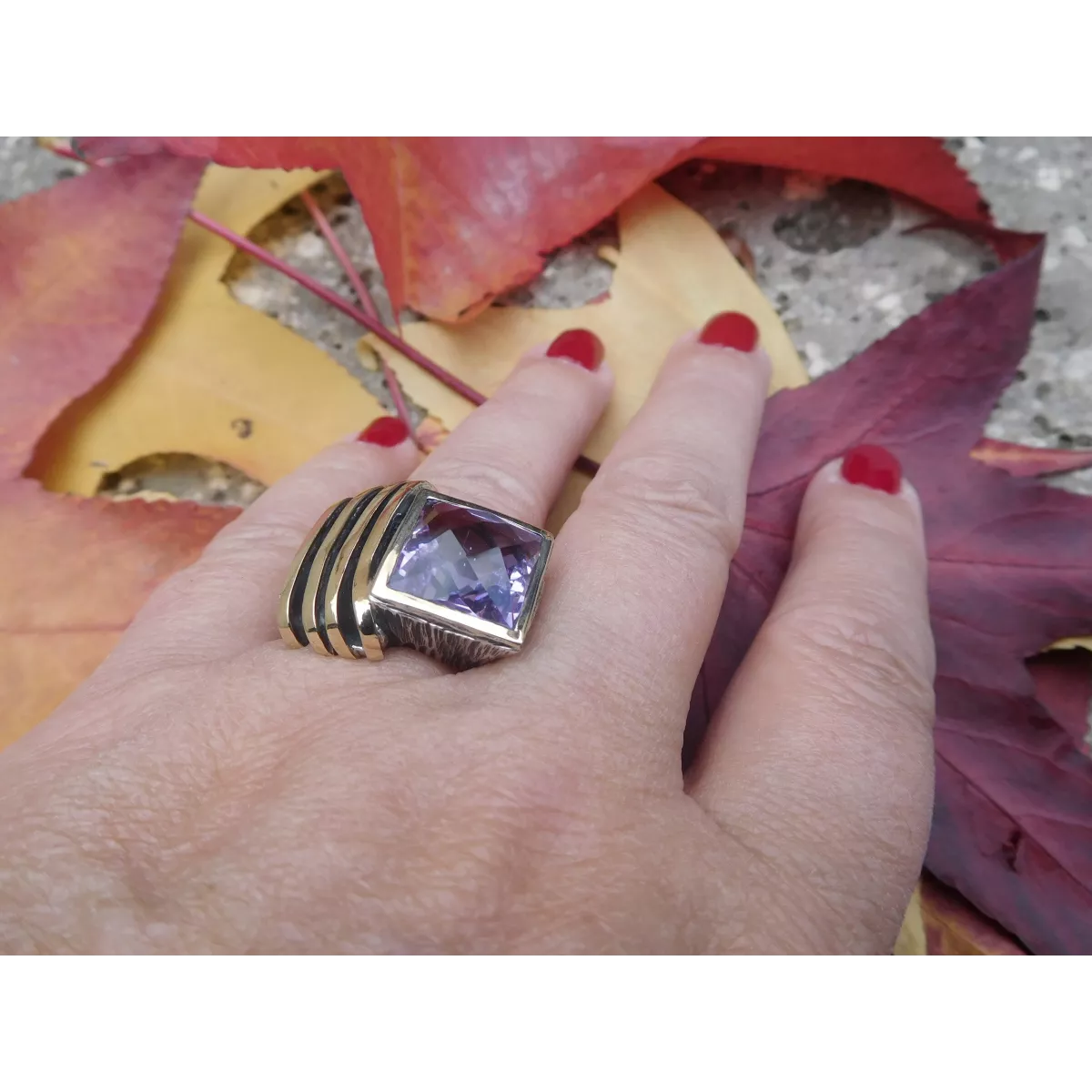 Anillo G.Styliano plata oro y amatista - ASP1583AL