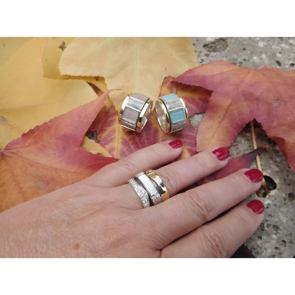 Anillo G.Styliano plata oro y cuarzo - AR229