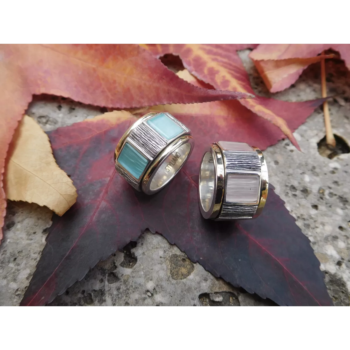 Anillo G.Styliano plata oro y cuarzo - AR229