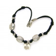 Pulsera de girona plata cordón negro 18cm - AGI00005
