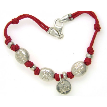 Polsera girona plata cordó vermell 18cm - AGI00014