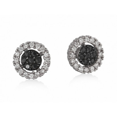 Arracades plata zircon blanc negra - 9301PN