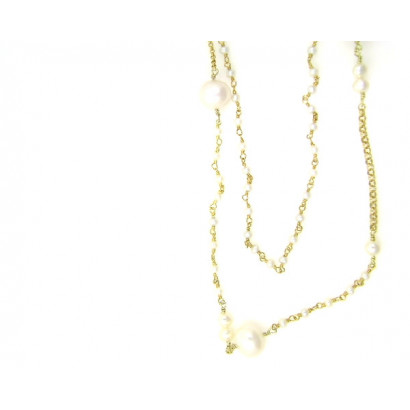 Collar plata xapada perla 90cm - 9321GD