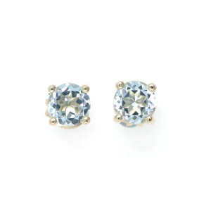 Pendientes boton plata chapada topacio azul 7mm - 07MM