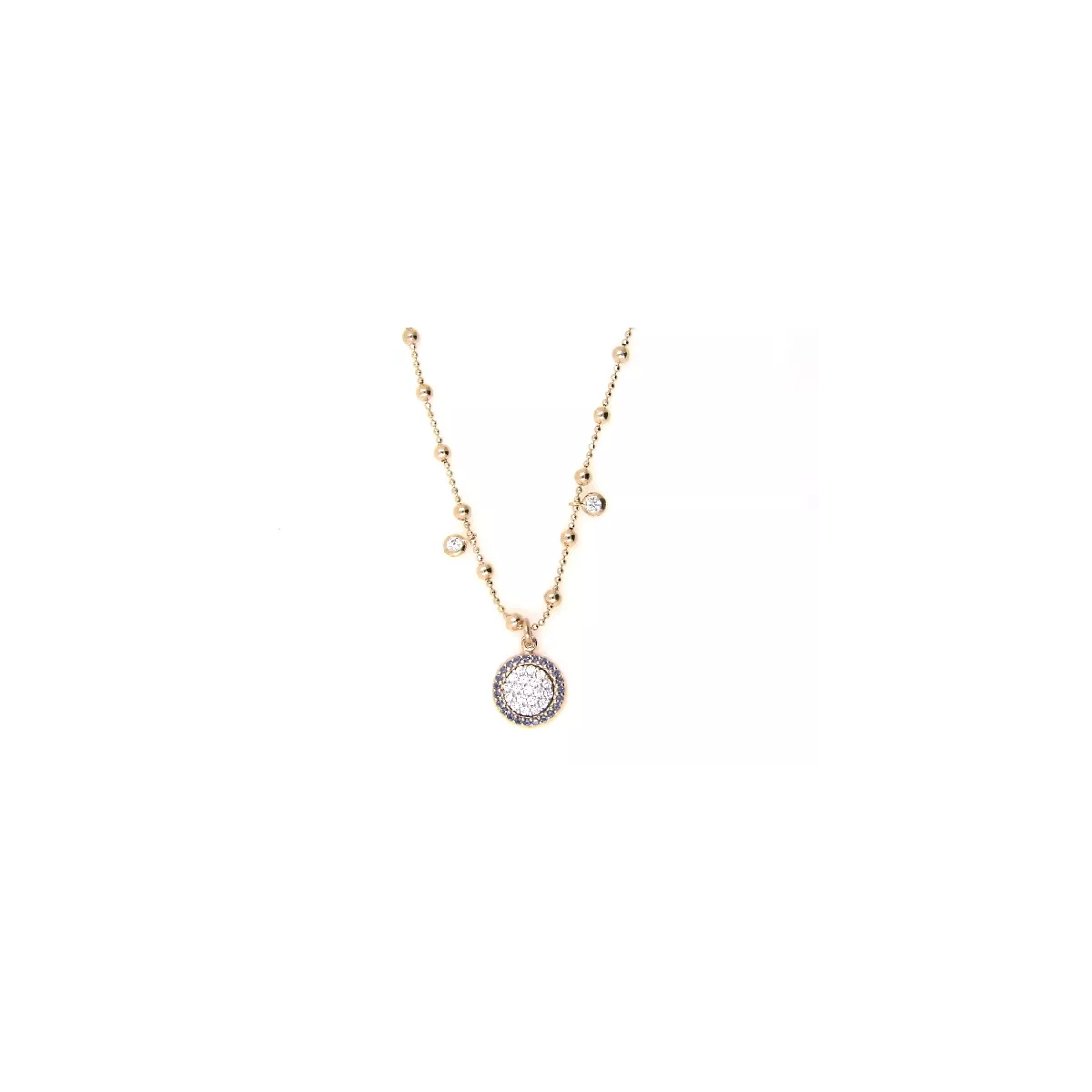 Colgante plata-cobre circon cadena 40cm - PL3120-GBL