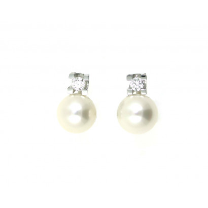 Arracades or blanc 18klts brillant-perla - BR1876P