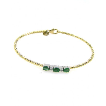 Polsera or groc 18kts 3 maragdes 2 brillants - 05-162290A