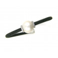 Pulsera oro blanco 18kltes brillante y acero - V-2850