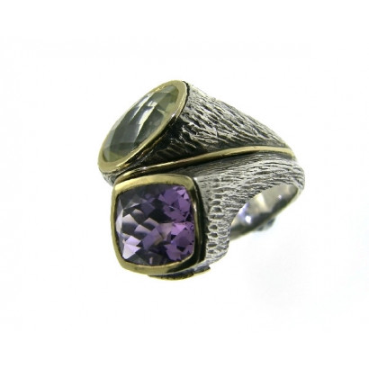 Anell G.Styliano plata or amatista i quars golden - ASP920