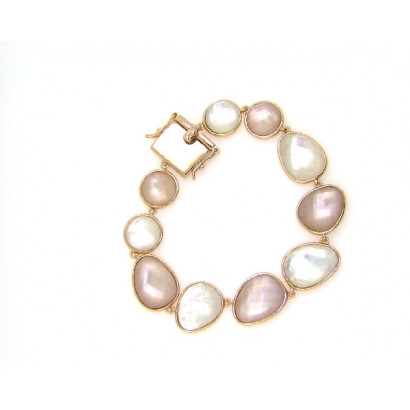 Polsera plata rose nacar blanc i rosa 18cm - BB3209NBNR