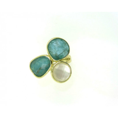 Anell plata xapada nacar blanc i apatita mida 16 - BR12901APNB