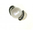 Anell plata perla zircon negre mida 14 - BRU0963S1