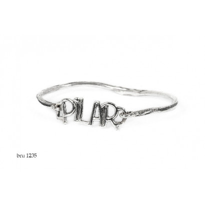 Pulsera plata rigida nombre - BRU1235P