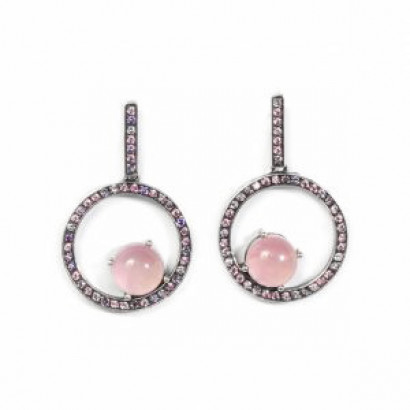 Pendientes plata la bruixeta circon cuarzo rosa - BRU1516PEZ