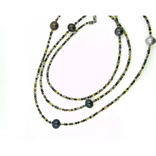 Collar plata la bruixeta espineles perles 110cm - BRU30168