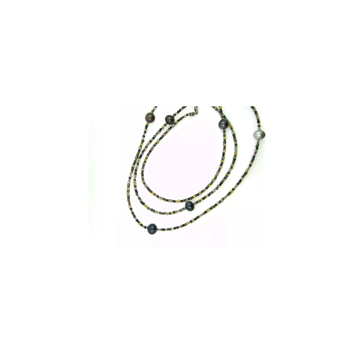 Collar plata la bruixeta espinelas perlas 110cm - BRU30168