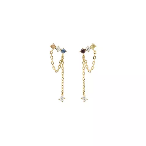 Pendientes Pdpaola Five Mana plata baño oro 18k - AR01-297-U