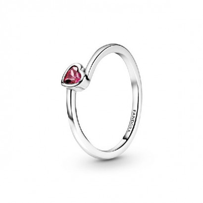 Anillo Pandora plata corazon circon rojo - 199267C01-52