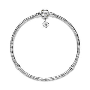 Polsera plata Pandora flor esmalt blanc - 598776C01