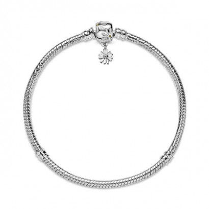 Pulsera plata Pandora flor esmalte blanco - 598776C01