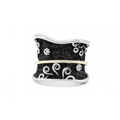 Anell Bohemme plata i or groc 18k - 5BHX011R15