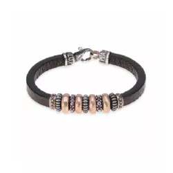 Pulsera Platadepalo plata bronce cuero - WB203X T/19