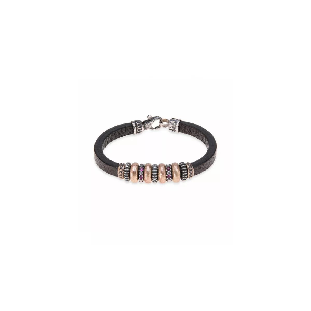 Pulsera Platadepalo plata bronce cuero - WB203X T/19