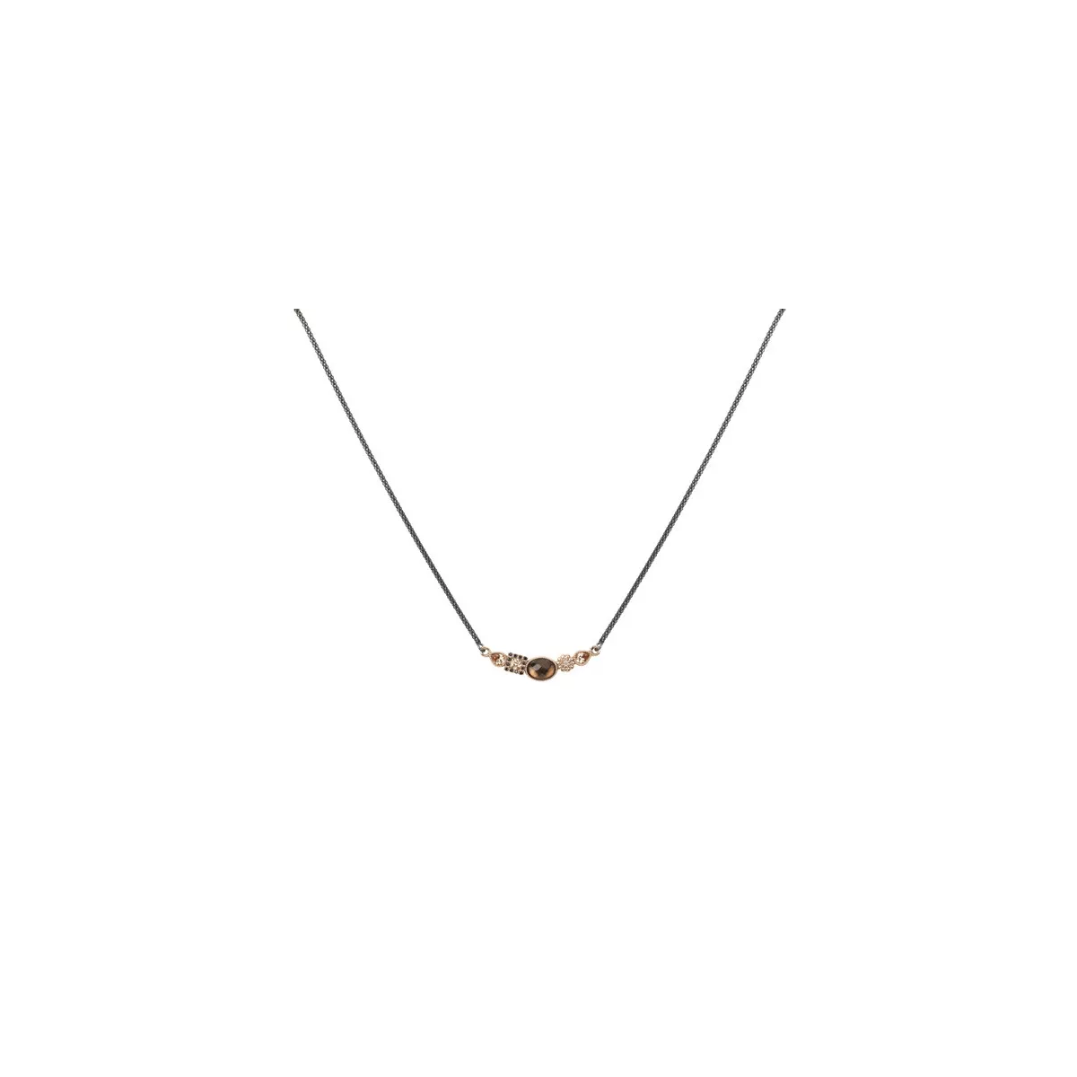 Collar sunfield plata ennegrecida y rose - CL060945