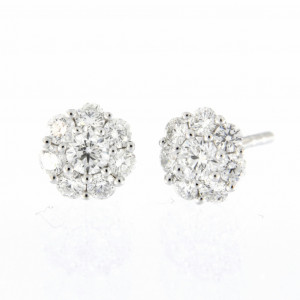 Pendientes oro blanco brillantes roseton - E4644MW0