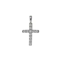 Colgante oro blanco cruz brillantes 0,28k - B54