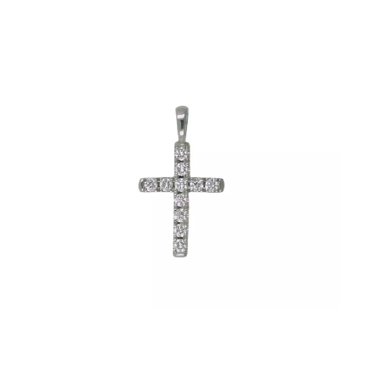 Colgante oro blanco cruz brillantes 0,28k - B54
