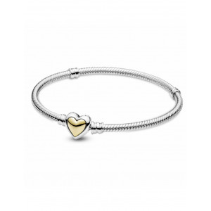 Pulsera Pandora plata cierre corazon oro - 599380C00