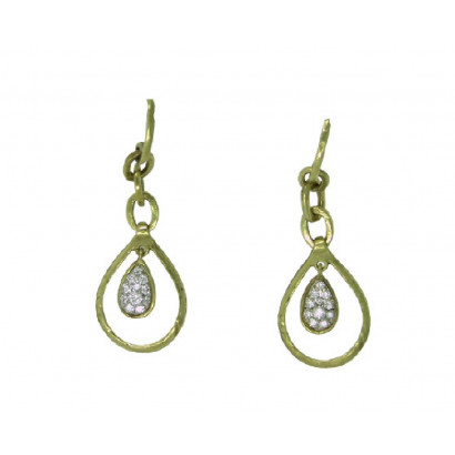 Arracades or groc rustic llarga llagrima brillants - A-21124