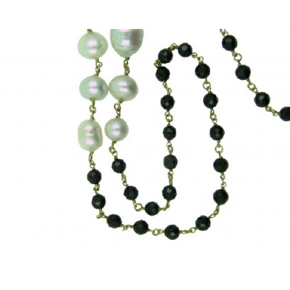 Collar or groc 9 perles australianes i onix - G-10121