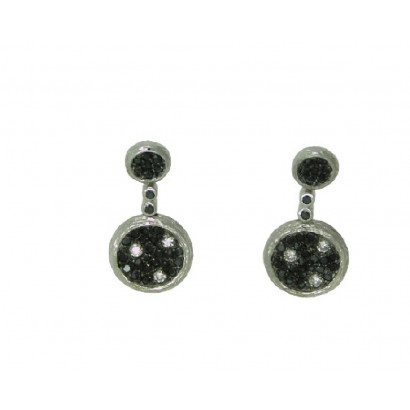 Arracades or blanc rustic brillants i brillants negres - P-21097BR