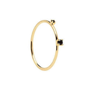 Anillo Pdpaola Essentiel Black Kita plata baño oro 18k - AN01-131