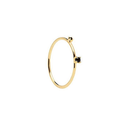 Anillo Pdpaola Essentiel Black Kita plata baño oro 18k - AN01-131