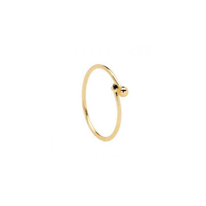 Anillo Pdpaola Essentiel plata chapada circon negro - AN01-132