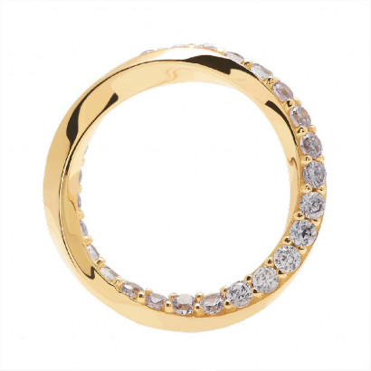 Anillo Pdpaola Cavalier Lavender lis plata baño oro 18k - AN01-197