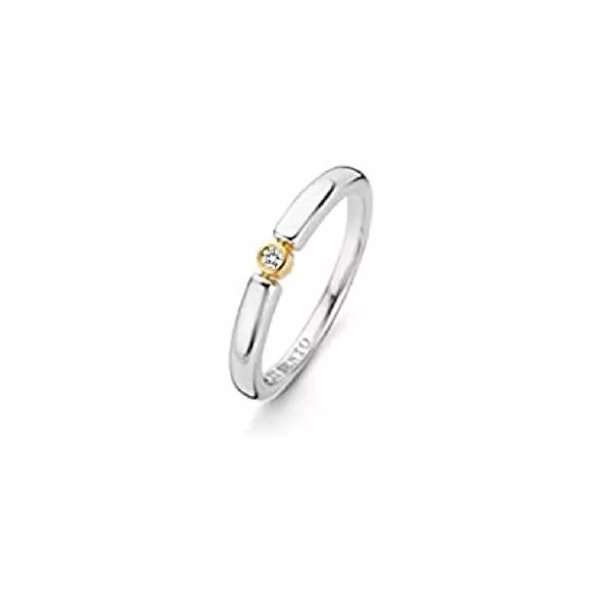 Anell Ti sento plata plata xapada zircon - 12150ZY