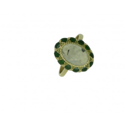 Anillo oro amarillo y granate verde - H827-SAGRA