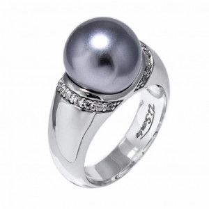 Anell Ti sento plata perla gris zircon - 1656PG