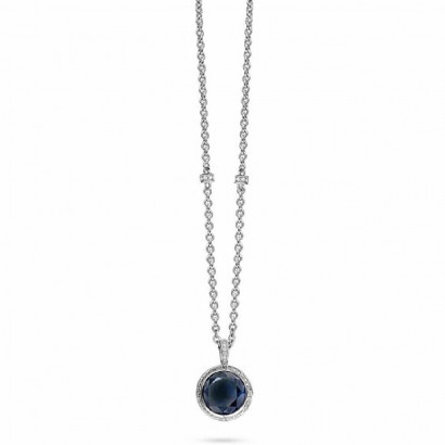 Colgante Ti sento plata circon azul - 3817TP