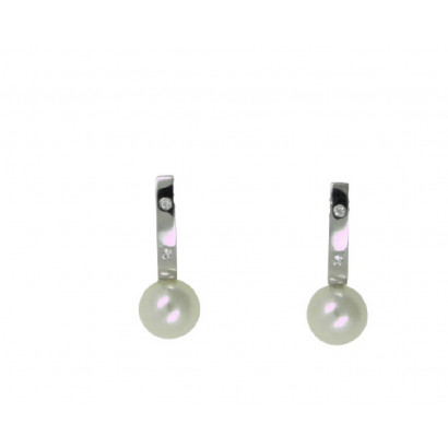 Arracades or blanc i perla 18klts i brillants 0,030k - 9972PDC