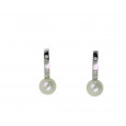 Pendientes oro blanco y perla 18klts y brillantes 0,030k - 9972PDC