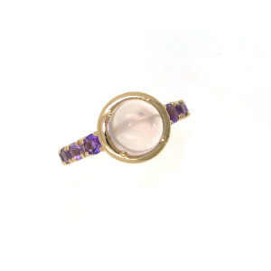 Anell or amatista i quartz rosa mida 14 - V-2795
