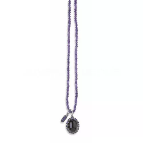 Colgante Platadepalo plata lila-granate - CN10C