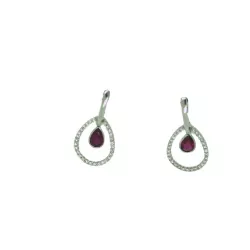 Pendientes oro blanco brillantes 0.18k rubi - 375222